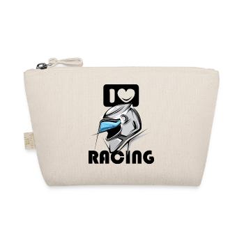 I Love Racing Helmet Car Motorcycle Racing Logo - Organic Pouch - nature - Front
