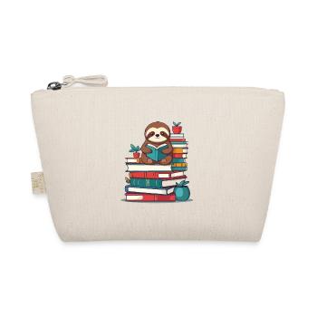 Funny Book Lover Sloth Reading Sloth - Organic Pouch - nature - Front