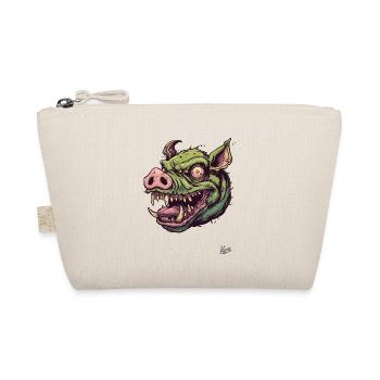 Massive Green Pig Zombie Head - Organic Pouch - nature - Front