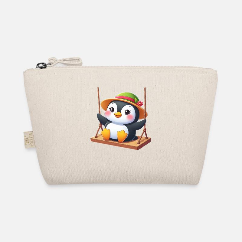 Penguin on Swing Playground Swings Fun Organic Pouch