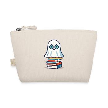 Lesendes Halloween Gespenst Niedliches Bücherwurm - Bio-Täschchen - Natur - Vorne