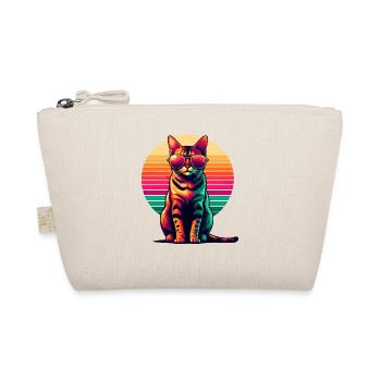 Retro Sonnenuntergang Sonnenbrille Bengalische Katze - Bio-Täschchen - Natur - Vorne