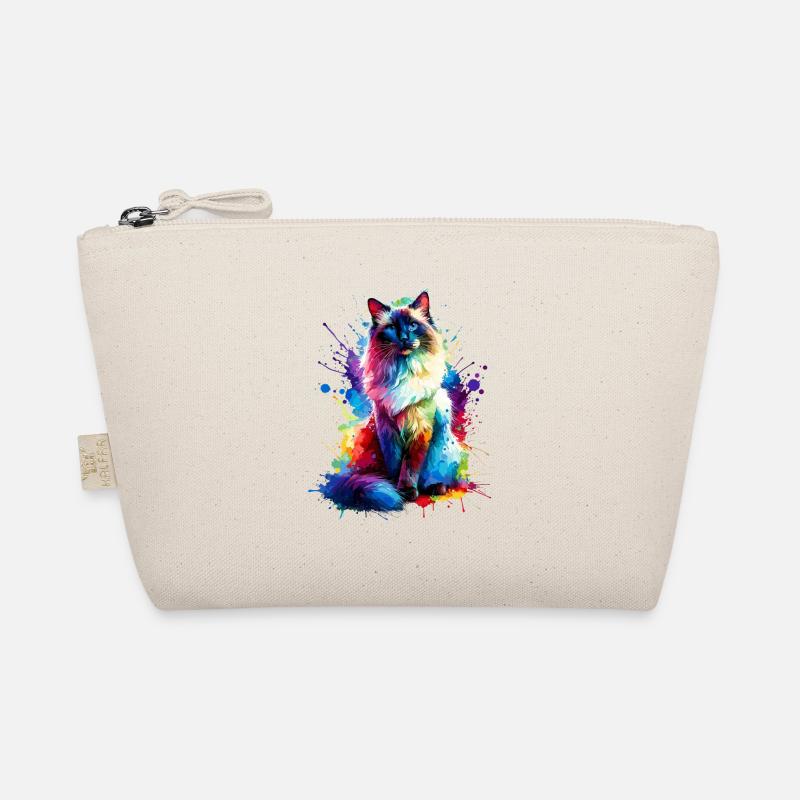 Colorful Splash Art Balinese Cat Longhaired Organic Pouch