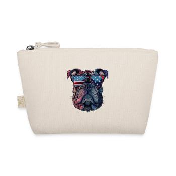 Bulldog with American Sunglasses - Organic Pouch - nature - Front