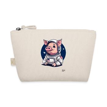 Süßes lustiges Weltraum-Schweinchen-Design - Bio-Täschchen - Natur - Vorne