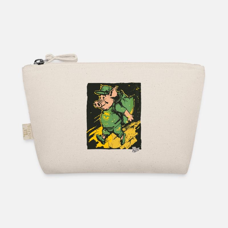 Cool, funny and smiling: Retro vintage pig Organic Pouch