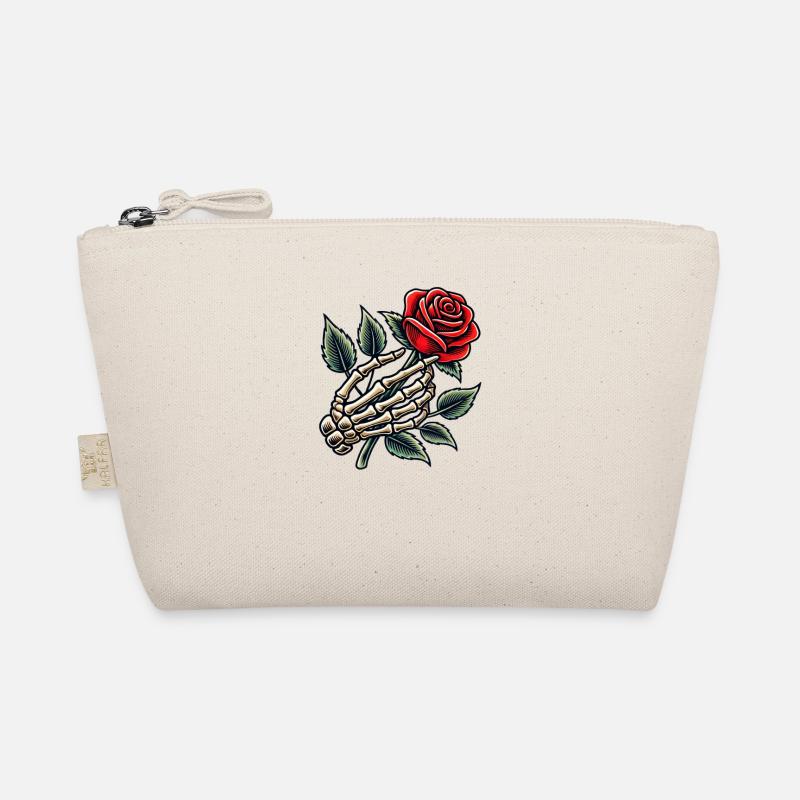 squelette main tenant Rose Retro Rose Graphic Trousse biologique