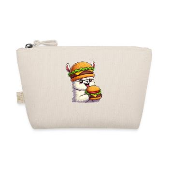 Llama Alpaca Cheeseburger Fast Food Whimsical Hat - Organic Pouch - nature - Front