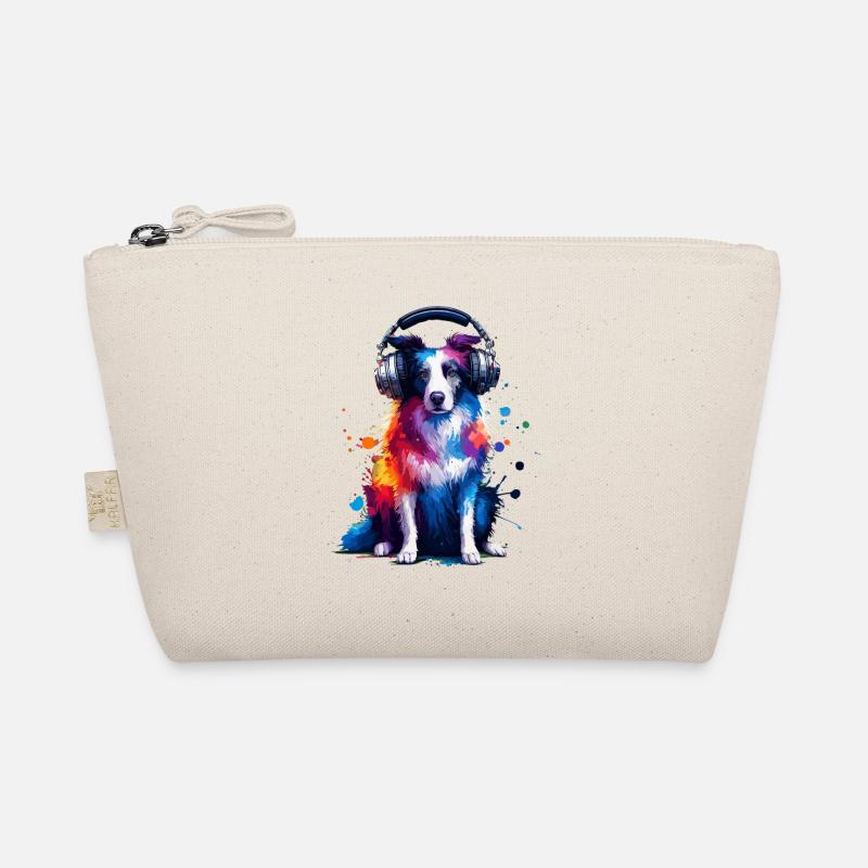 Bunte Splash Art Kopfhörer Border Collie Bio-Täschchen