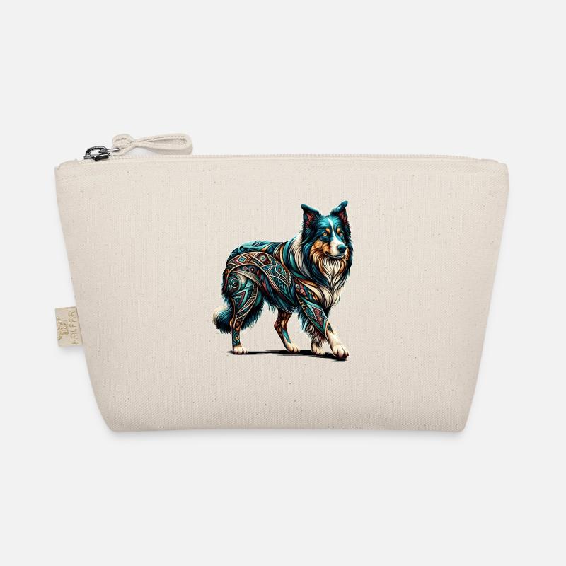 Mandala Art Border Collie Border Collies - Bio-Täschchen - Natur