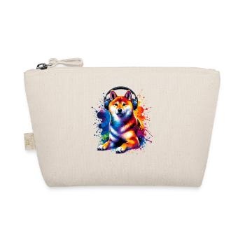 Bunte Splash Art Kopfhörer Japanisch Shiba Inu - Bio-Täschchen - Natur - Vorne