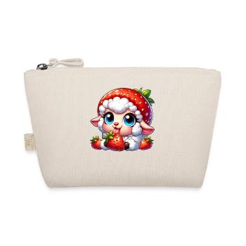 Cute Sheep Lamb Strawberry Fruit Hat Whimsical - Organic Pouch - nature - Front