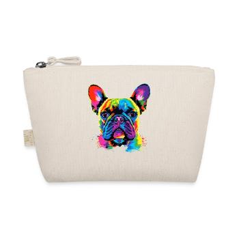 Französische Bulldogge Bunte Farben Pop Art Dogge - Bio-Täschchen - Natur - Vorne