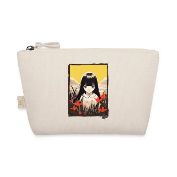 Japanese Asian girl in flower field - Organic Pouch - nature - Front