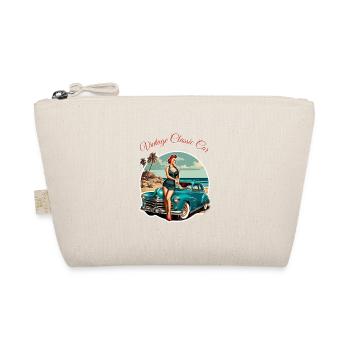 Vintage Classic Car Retro Pin Up Girl - Organic Pouch - nature - Front