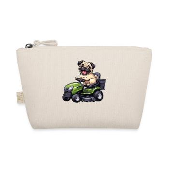 Pug Dog Drives Lawn Mower Garden Landscaping - Organic Pouch - nature - Front