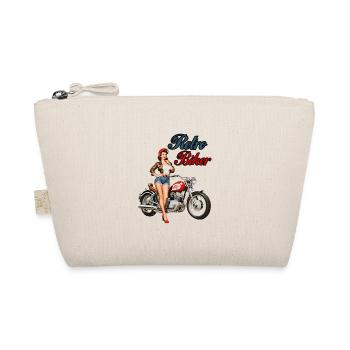 Retro Biker Vintage Motorcycle Pin Up Girl - Organic Pouch - nature - Front