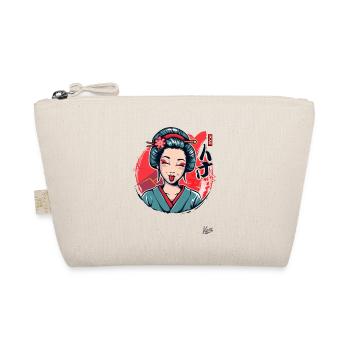 Fröhliche, Lustige, Japanische Cartoon Geisha - Bio-Täschchen - Natur - Vorne