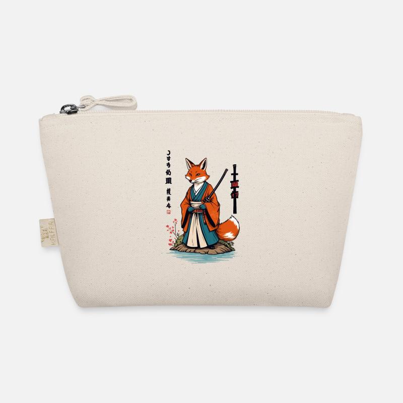 Kitsune Samurai Fuchs Vintage Ukiyo-e Stil Bio-Täschchen