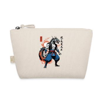 Dragon Samurai Vintage Ukiyo-e Style Artwork - Organic Pouch - nature - Front