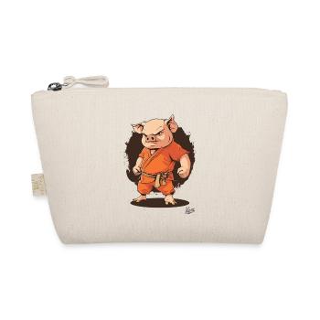 Orangenes Kung Fu Mönch Schwein - Bio-Täschchen - Natur - Vorne