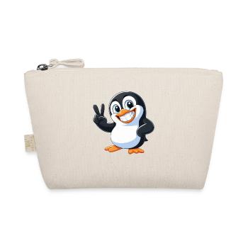 Cute Penguin Cartoon with Teeth Joy Peace - Organic Pouch - nature - Front