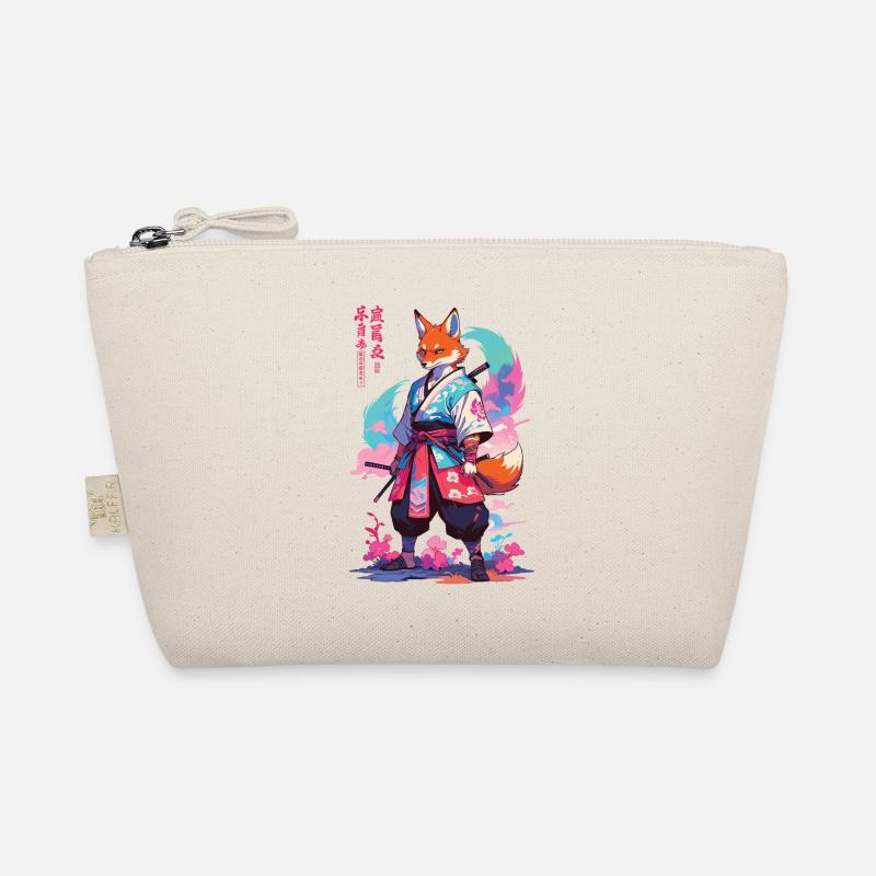 Kitsune Samurai Fox Aesthetic Vaporwave Style Organic Pouch