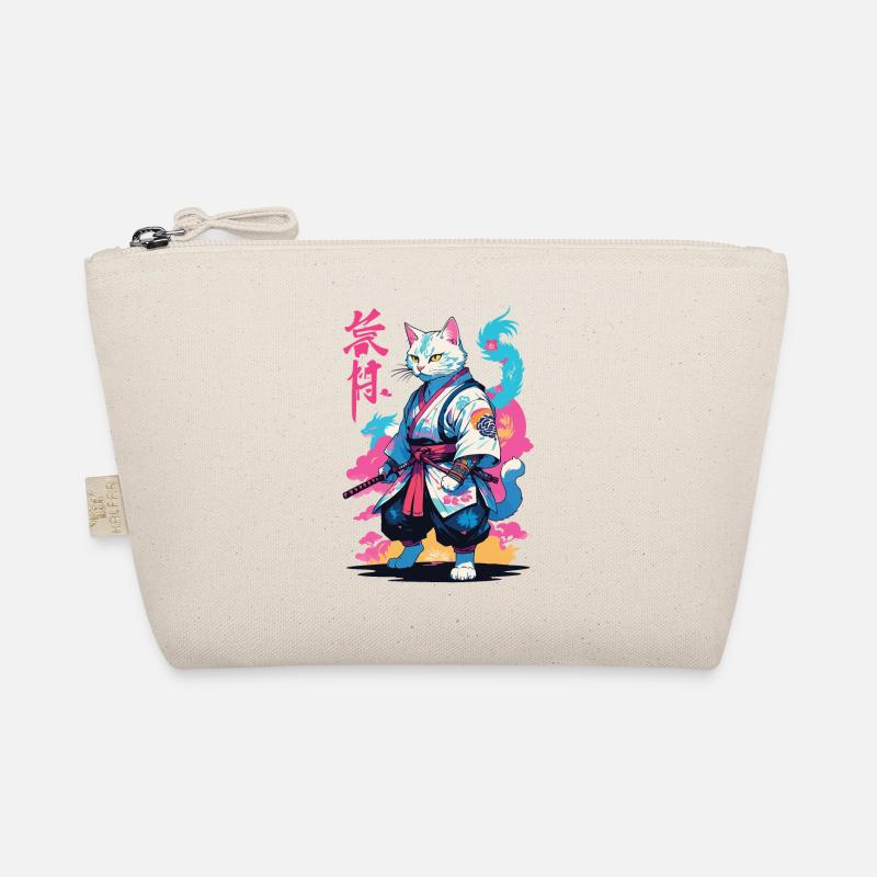 Chat samouraï Vaporwave Esthétique Japon Art Trousse biologique