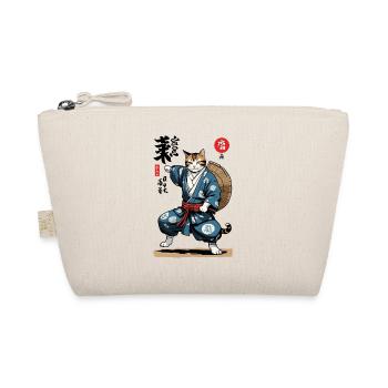 Samurai Cat Vintage Ukiyo-E Asian Style - Organic Pouch - nature - Front