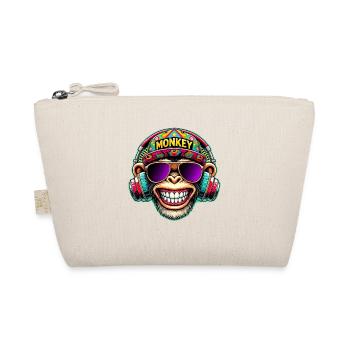 Cool DJ Monkey Headphones Colorful Retro Style - Organic Pouch - nature - Front