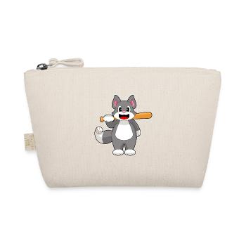 Katze Baseball Baseballschläger - Bio-Täschchen - Natur - Vorne
