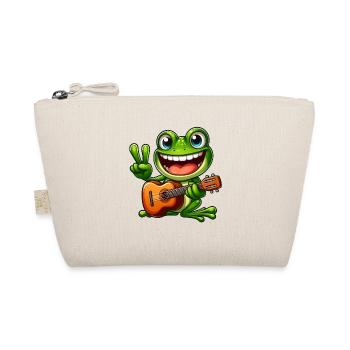 Frog Guitar Guitarist Cute Comic Musician Peace - Organic Pouch - nature - Front