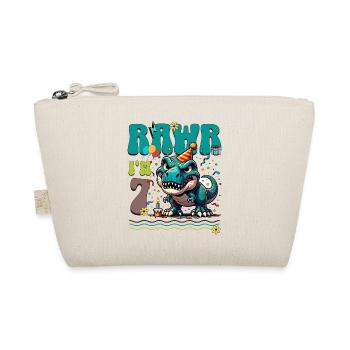 7th Birthday Rawr T Rex Dinosaur - Organic Pouch - nature - Front