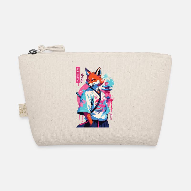 Kitsune Samurai Fox Aesthetic Vaporwave Style Organic Pouch