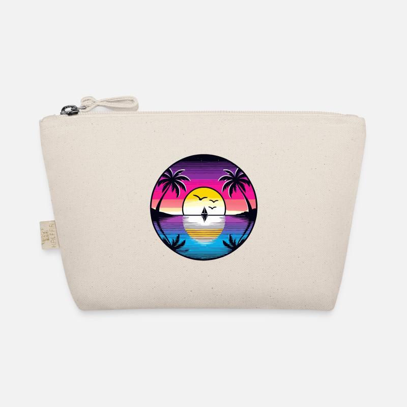Retro Tropical Sunset Sailboat Beach Dream Organic Pouch