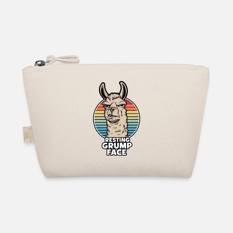 Resting Grump Face Llama Funny Rainbow Retro Organic Pouch