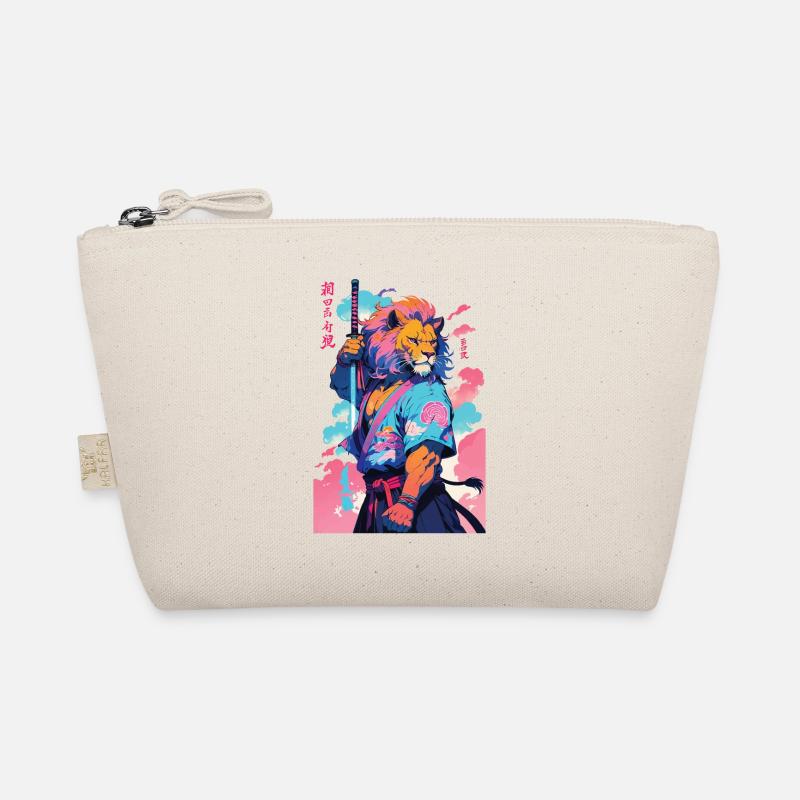 Samouraï Lion Esthétique Style Vaporwave Trousse biologique