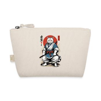 Samurai Cat Vintage Ukiyo-E Japanese Design - Organic Pouch - nature - Front