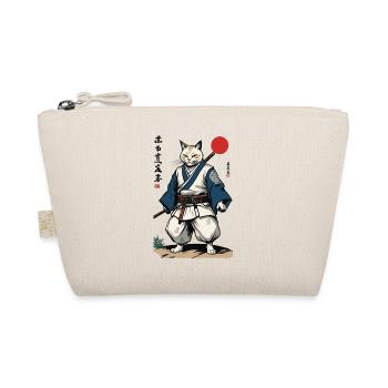 Samurai Cat Vintage Ukiyo-E Artwork Design - Organic Pouch - nature - Front