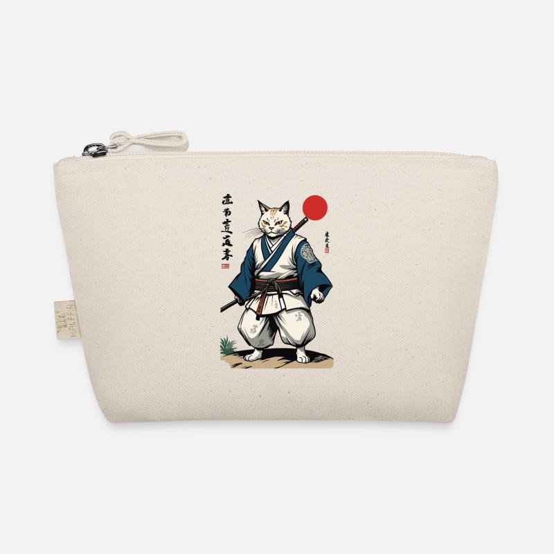 Samurai Katze Vintage Ukiyo-E Kunstwerk Design Bio-Täschchen