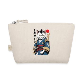 Samurai Cat Vintage Ukiyo-E Aesthetic Japan - Organic Pouch - nature - Front
