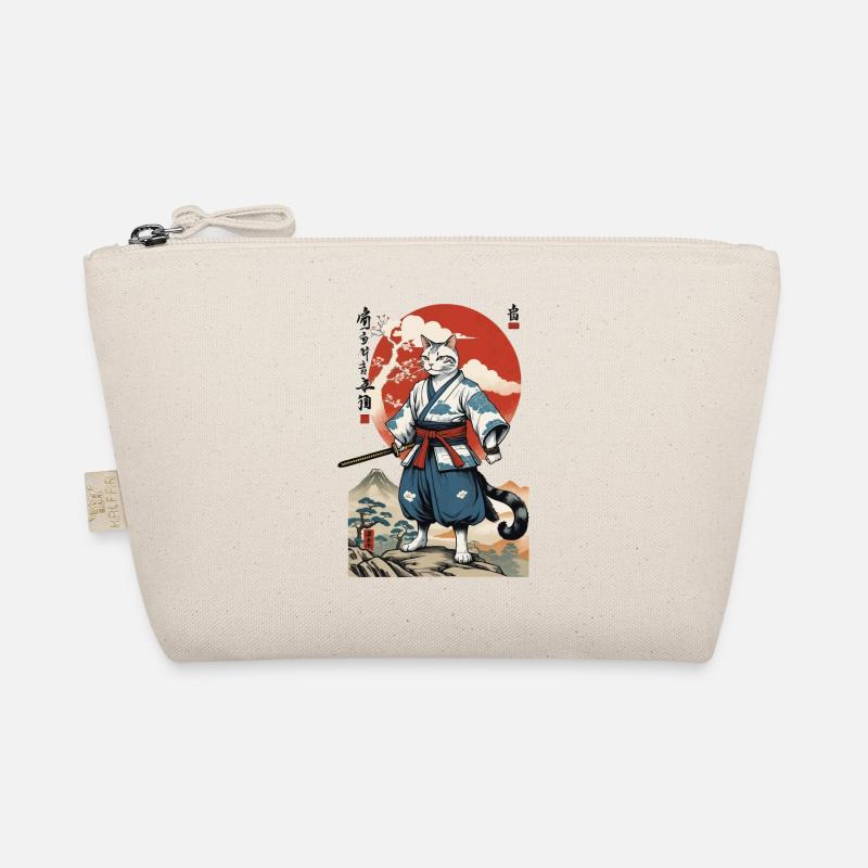 Samurai Katze Vintage Ukiyo-E Japanisches Bio-Täschchen