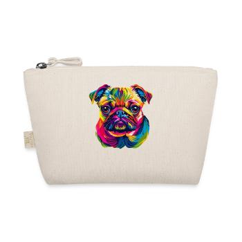 Mops Hund Bunte Farben Pop Art Regenbogen Carlino - Bio-Täschchen - Natur - Vorne