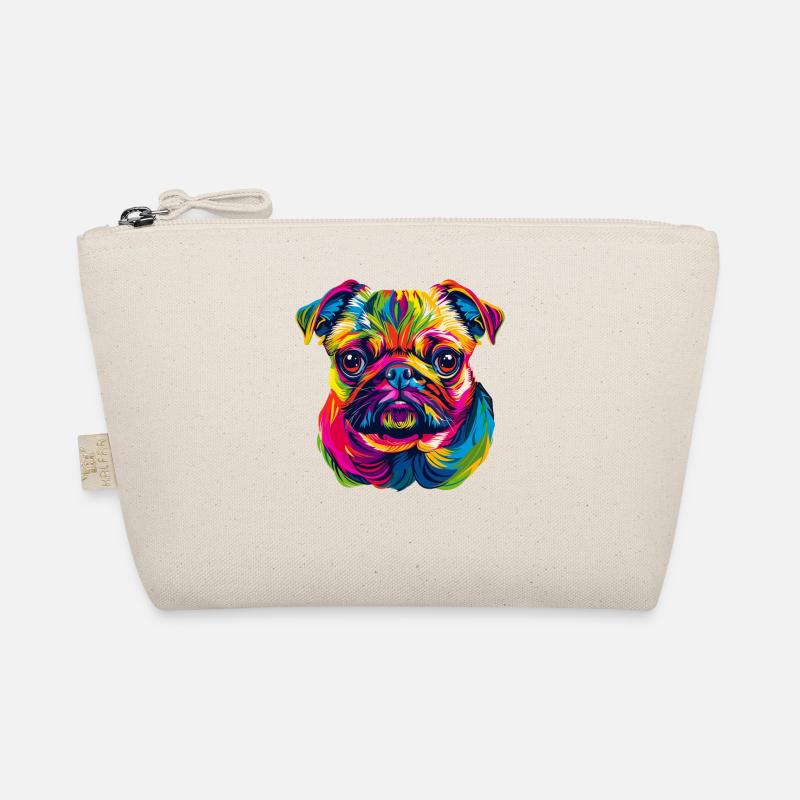 Mops Hund Bunte Farben Pop Art Regenbogen Carlino Bio-Täschchen