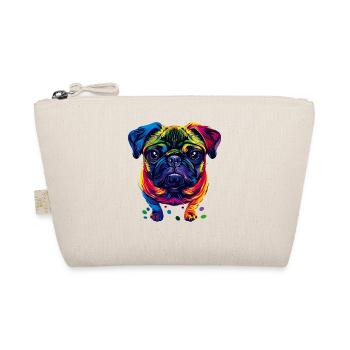 Mops Hund Bunte Farben Pop Art Regenbogen Carlino - Bio-Täschchen - Natur - Vorne
