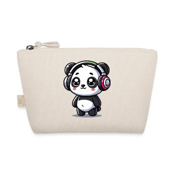 Cute Panda Headphone Motif - Organic Pouch - nature - Front