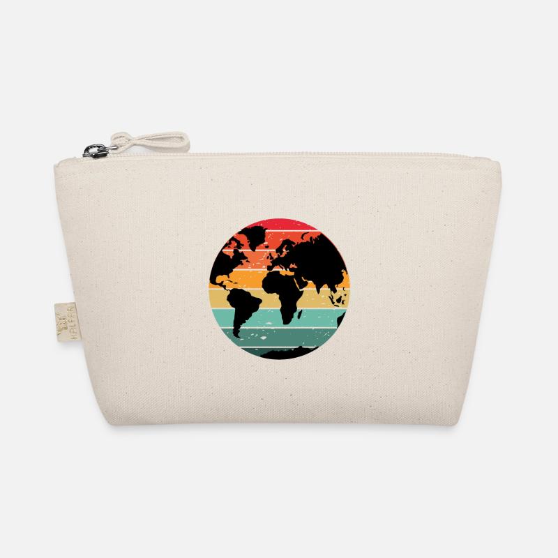Buntes Retro-Weltkartendesign Bio-Täschchen