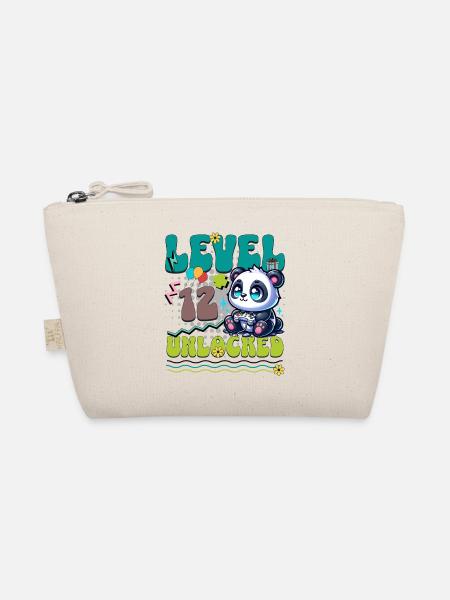 12th Birthday Level Unlocked Gaming Panda - Organic Pouch - nature - Front