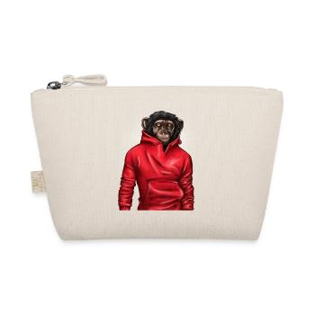 Monkey Wearing A Red Hoodie Animal Lover Graphic - Organic Pouch - nature - Front