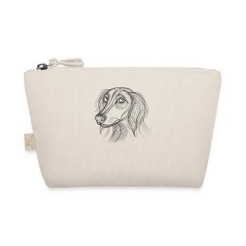Line Art Saluki Hund Persischer Windhund - Bio-Täschchen - Natur - Vorne